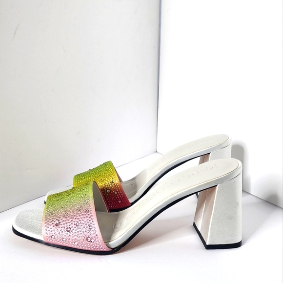 KARL LAGERFELD Women's Multi-Color Pera Rhinestone Heels Sandals Size 9.5 - Picture 8 of 9